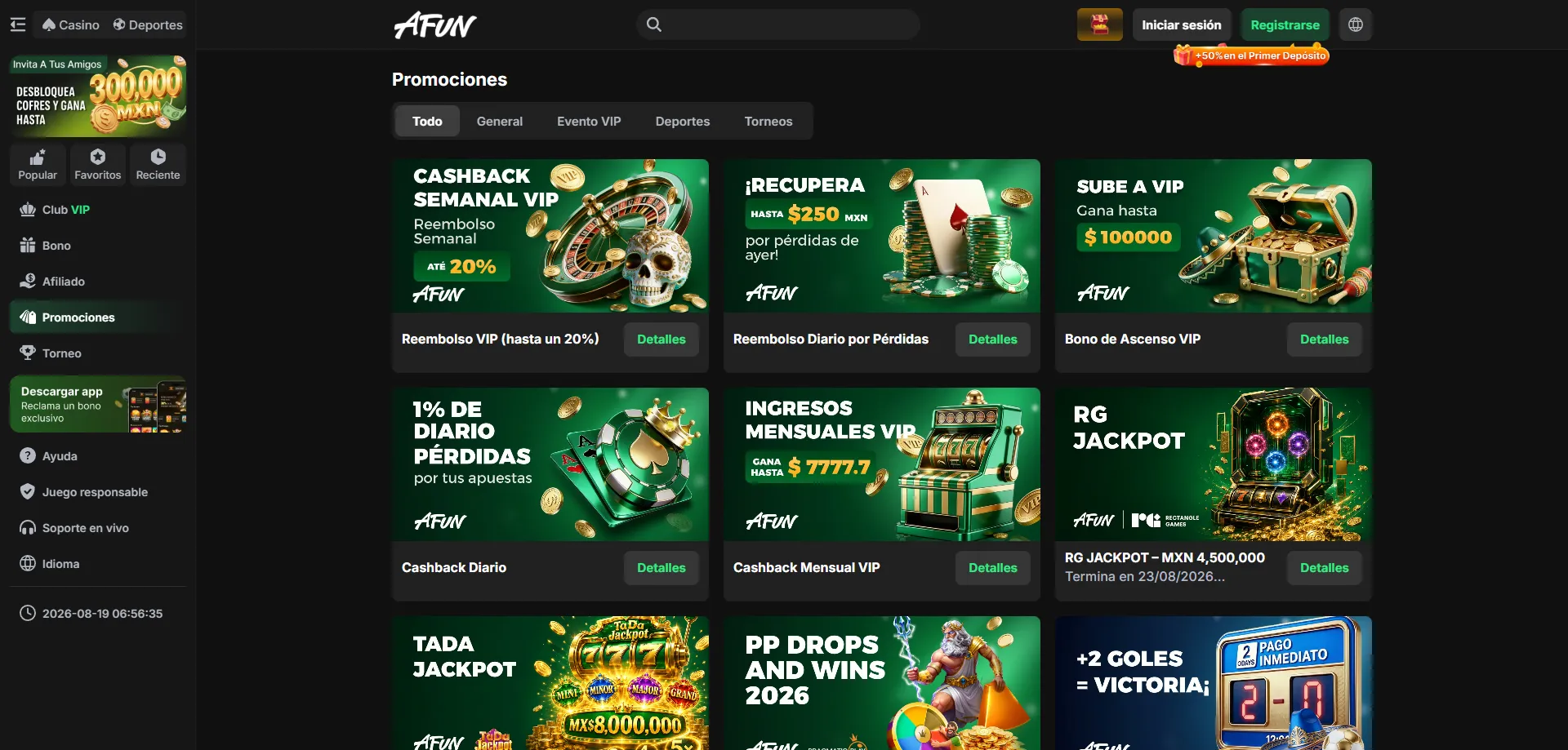 Bonos y promociones en AFUN Casino México 2026 – bono de bienvenida y más